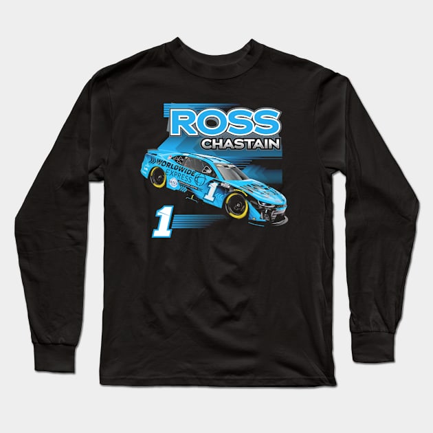 Ross Chastain Black Car Long Sleeve T-Shirt by stevenmsparks